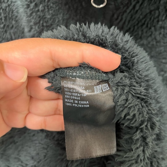 Uniqlo Black Teddy Jacket Plush Fleece Casual - Picture 5 of 10